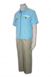 D043 訂製工作服  訂購團體連身職業服  雙胸袋 自訂車房工作服  工業制服製造商HK 